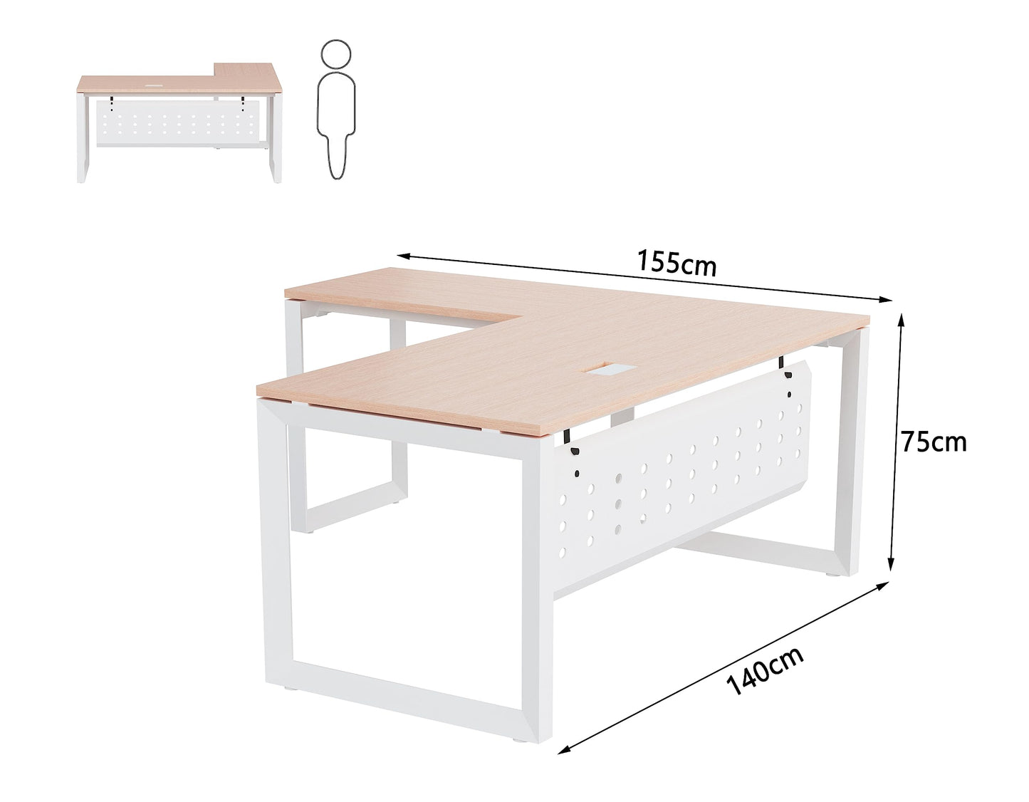 Mahmayi Vorm 136-18 White Modern Workstation Material-Melamine on MDF