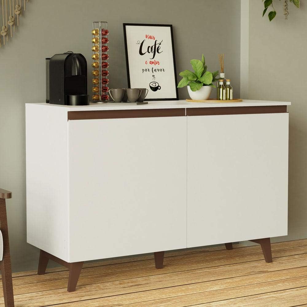 MADESA Coffee Table Sideboard with 2 Doors for Kitchen, Wood - 120 W x 83 H x 52 D Cm - White