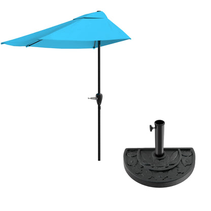 Pure Garden 9' Half Round Patio Umbrella