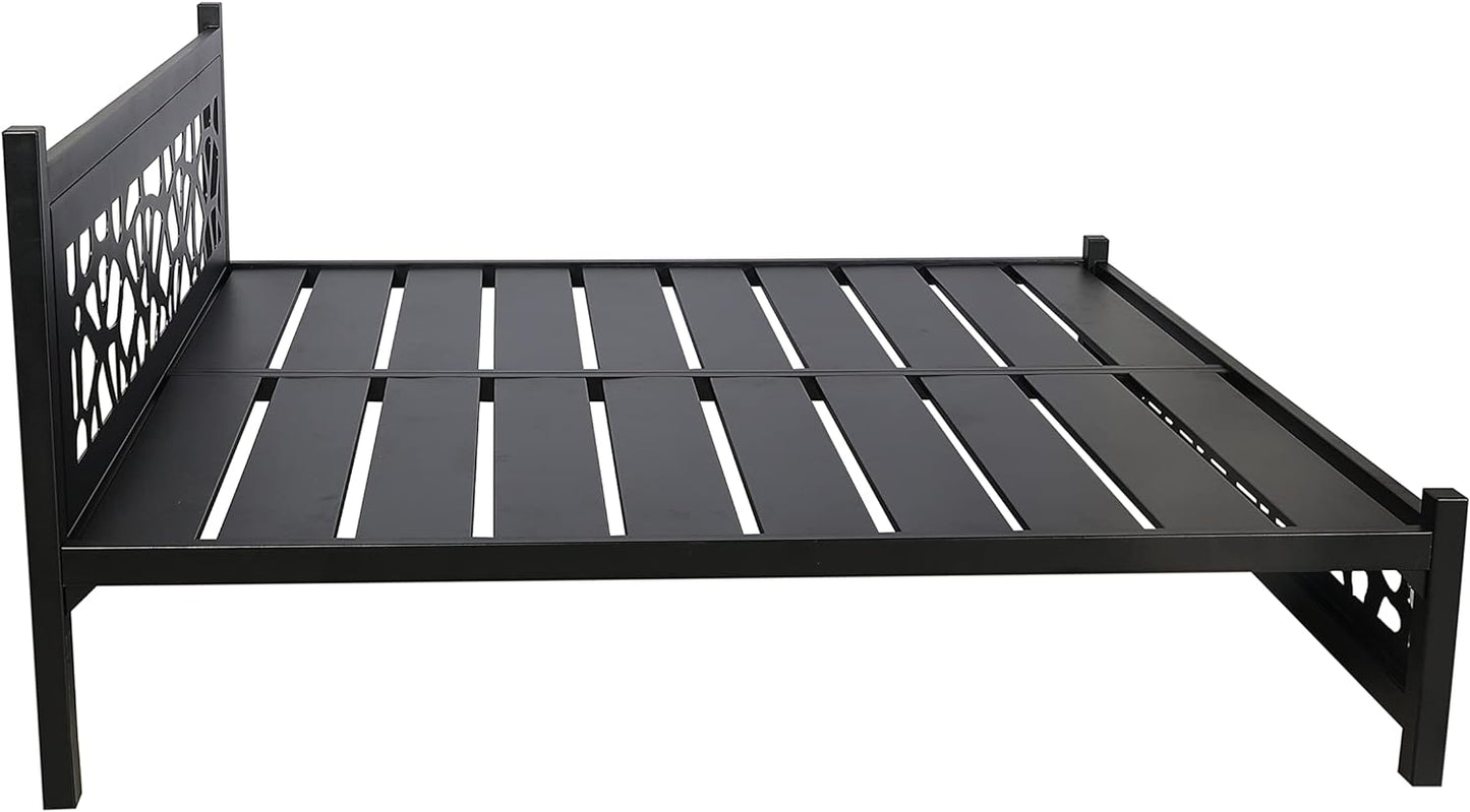 RIGID Steel Bed With Heavy Duty Metal Platform (Single Bed, Black)