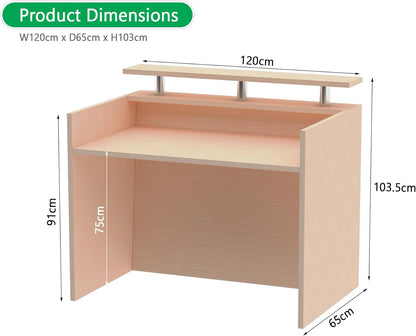 Mahmayi REC-2 Designer Reception Desk For Office Space, Front Office Desk (White-Coco Bolo)