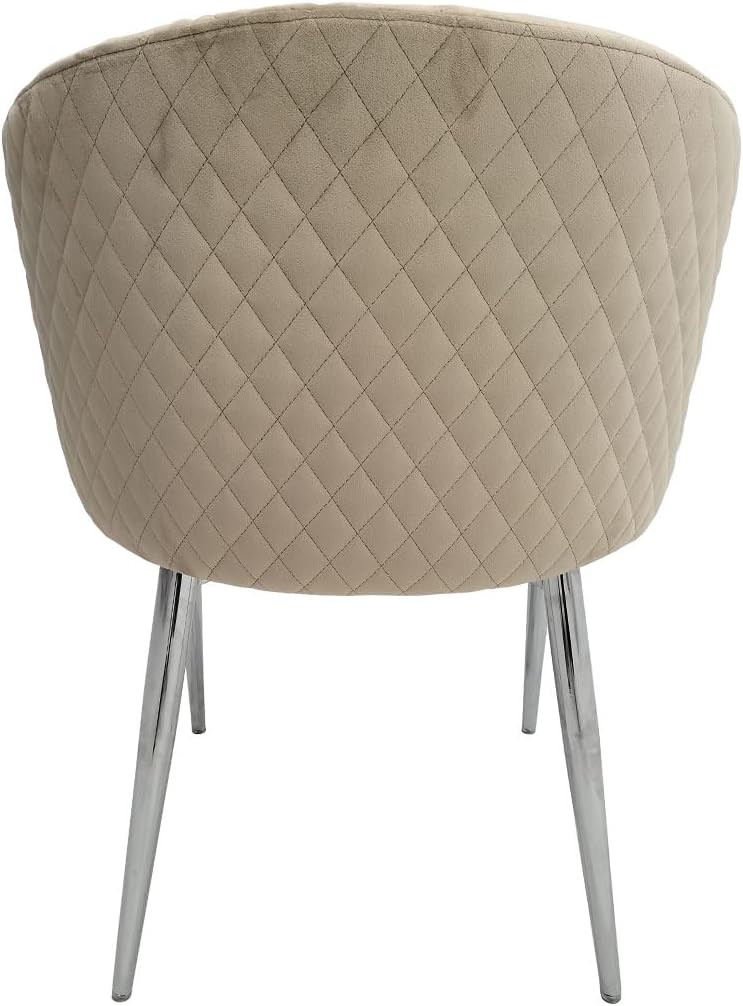 VANITY LIVING Modern Dining Chair Set of 2 with Cream Velvet Fabric, 79.6cm Armchair For Living & Dining Room Furniture, Accent Chair with Gold Metal Legs