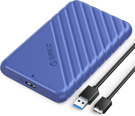 ORICO 2.5 inch External Hard Drive Enclosure USB 3.0 to SATA III for 7mm and 9.5mm SATA HDD SSD Tool Free [UASP Supported] Blue (25PW1-U3)