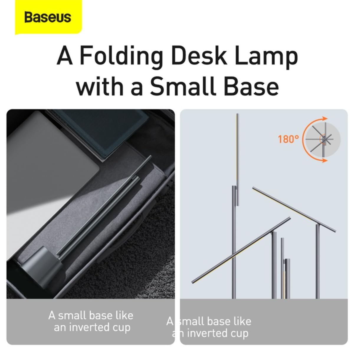 Baseus LED Desk Lamp Auto-Dimming Table Lamp Eye-Caring Smart Lamp Touch Control 47" Wide Illumination 250 Lumens 5W 3 Color Modes for Home Office, Living Room, Bedroom, Painting (Dark Grey)