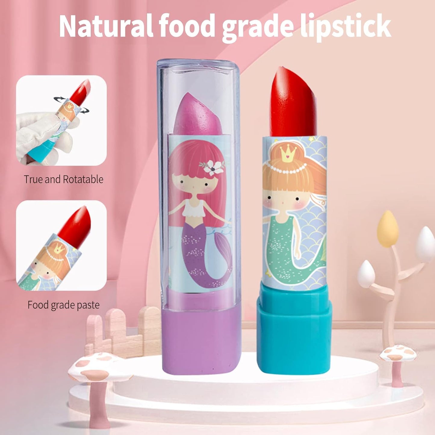 Eacam Girls Makeup Kits for Kids Children's Makeup Sets Girls Princess Make Up Bag Nontoxic Cosmetics Kit Makeup Beauty Christmas Gift Birthday Gift