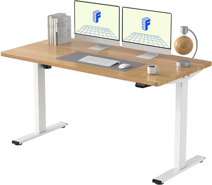 FLEXISPOT E1 Electric White Standing Desk Whole Piece 55 x 28 Inch Desktop Adjustable Height Desk Home Office Computer Workstation Stand up Desk (White Frame + 55" White Top)