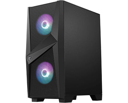 Msi Mag Forge 100R Usb 3.2 Mid Tower Pc Gaming Case With RGB Fan And 4 mm Tempered Glass - Black