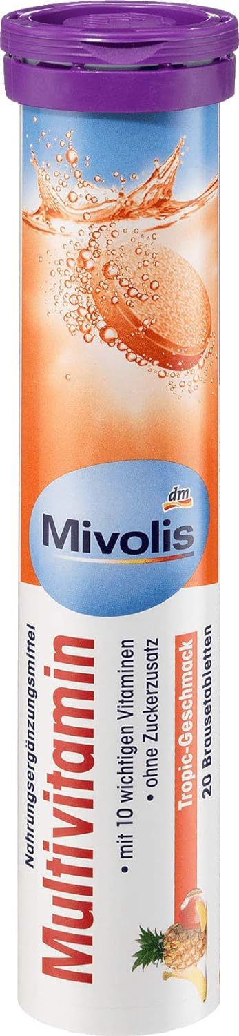 Mivolis Multivitamin effervescent Tablets - Dietary Supplements 8 Tubes x 20 pcs | Germany