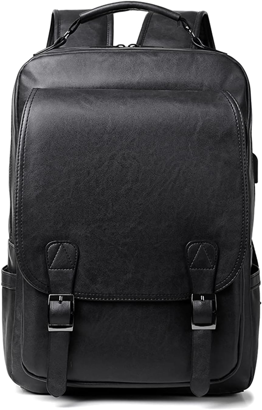 FANDARE Laptop Backpack School Bag Daypacks Travel Large Backpack with USB charging port College Computer Bag Bookbag for Women Men Travel Commuter Waterproof PU Rucksack