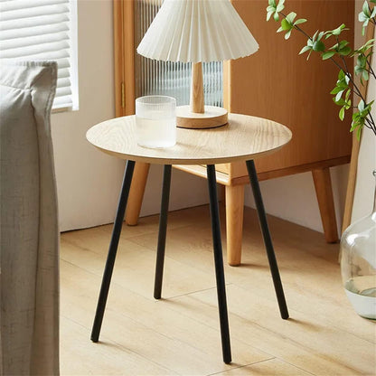 TOMVAES Round Side Table, Wooden Tray Table,Nightstand,Coffee End Table,Bedside Table with Blackwood Legs,Easy Assembly,for Living Room, Bedroom,Balcony(40x40cm)