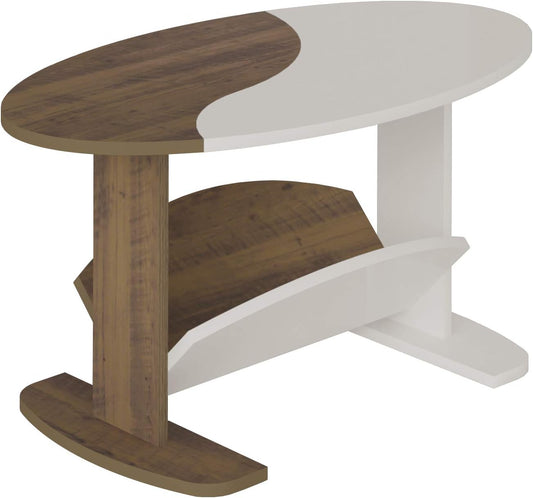 Artely Isis Coffee Table, Pine Brown With Off White - W 80 Cm X D 45 Cm X H 40 Cm