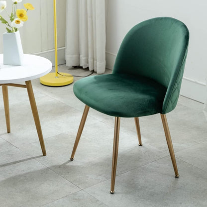 Mahmayi HYDC020 Velvet Dining Chair - Modern Upholstered Leisure Chair for Living Room, Dining Room, Kitchen - Velvet Fabric - Ideal for Hotel, Restaurant, and Office (Pack of 4, Green)