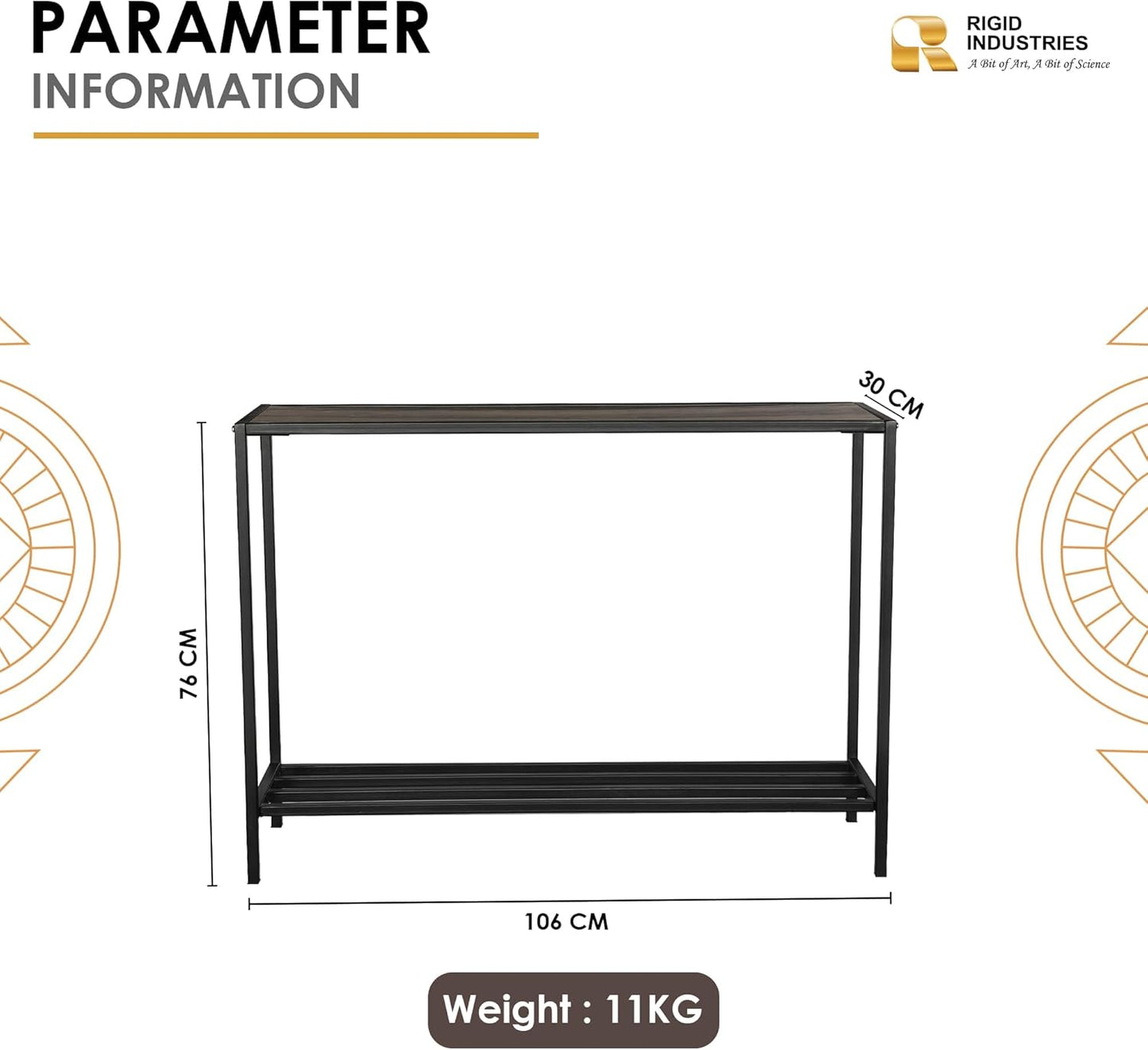 RIGID Modern Console Table, Thin Sofa Table, Slim Narrow Accent Entryway Table with Storage Shelf, Industrial Steel Frame, Sturdy Coffee Snack Table, Side Table, End Table for Living Room, Hallway