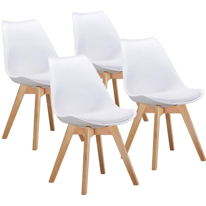 Mahmayi Dining Chairs Set of 1, Modern Mid Century Classic Style Molded Plastic Side Dining Chair with Natural Wood Leg, Heavy Duty for Dining Room (Set of 1)