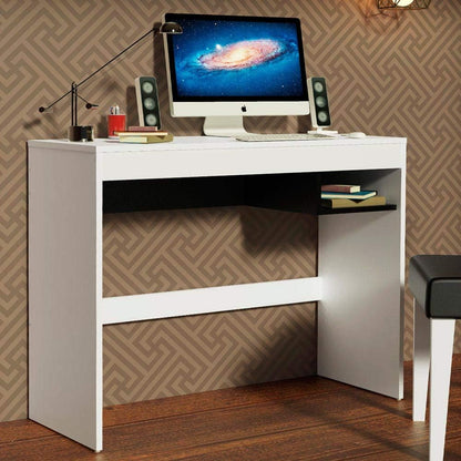 MADESA Compact Home Office Computer Desk, Small Study Writing Table, Workstation, 91 W x 76 H x 36 D Cm - White