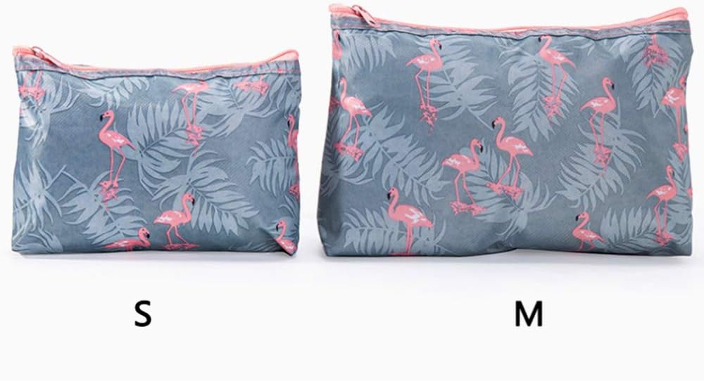 QTL Waterproof Flamingo Cosmetic Bag Set Toiletry Storage Organizer for Women Girls(Grey)