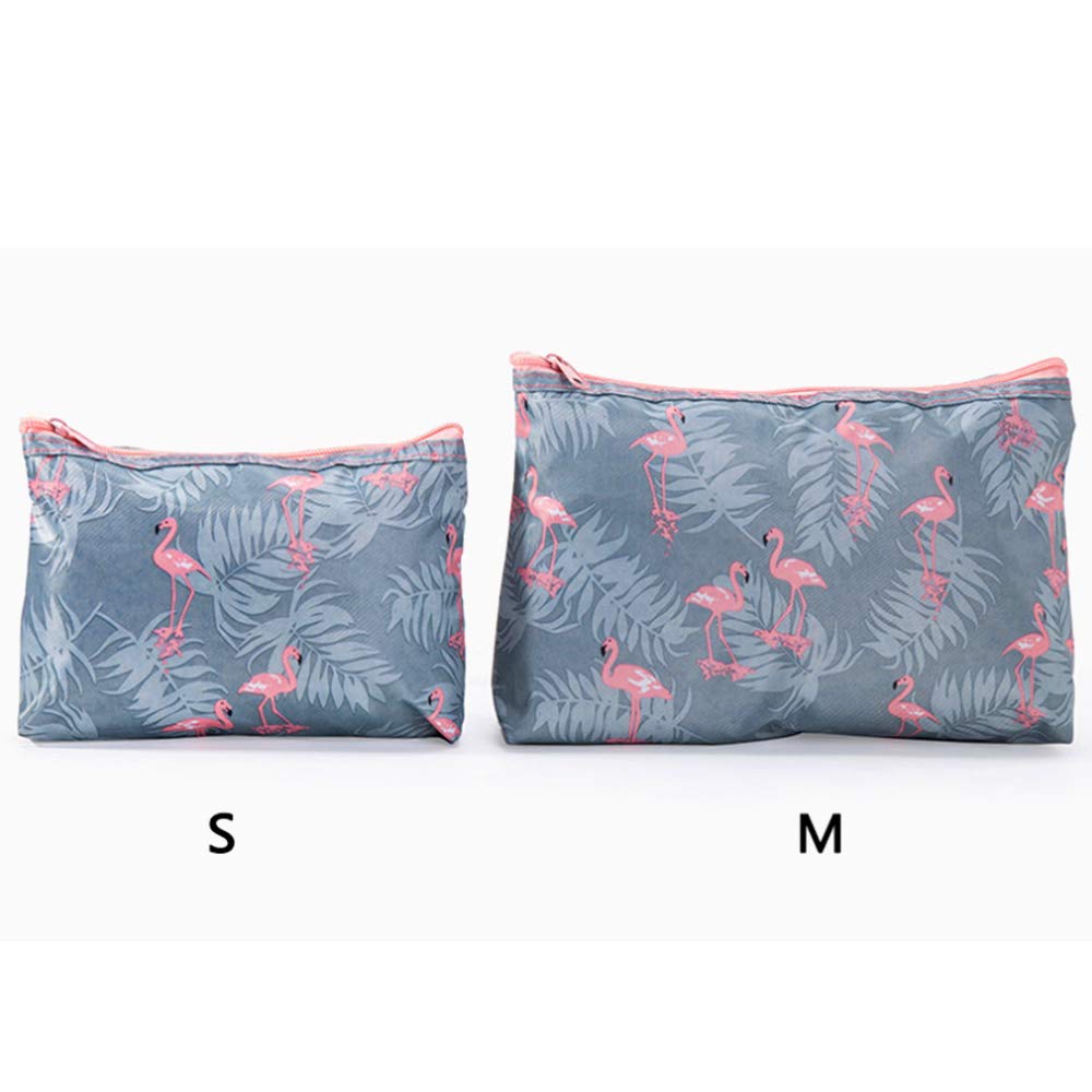 QTL Waterproof Flamingo Cosmetic Bag Set Toiletry Storage Organizer for Women Girls(Grey)