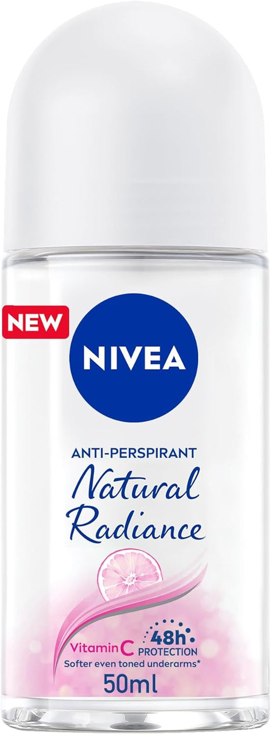 NIVEA Antiperspirant Roll-on for Women, 48h Protection, Natural Radiance, 50ml