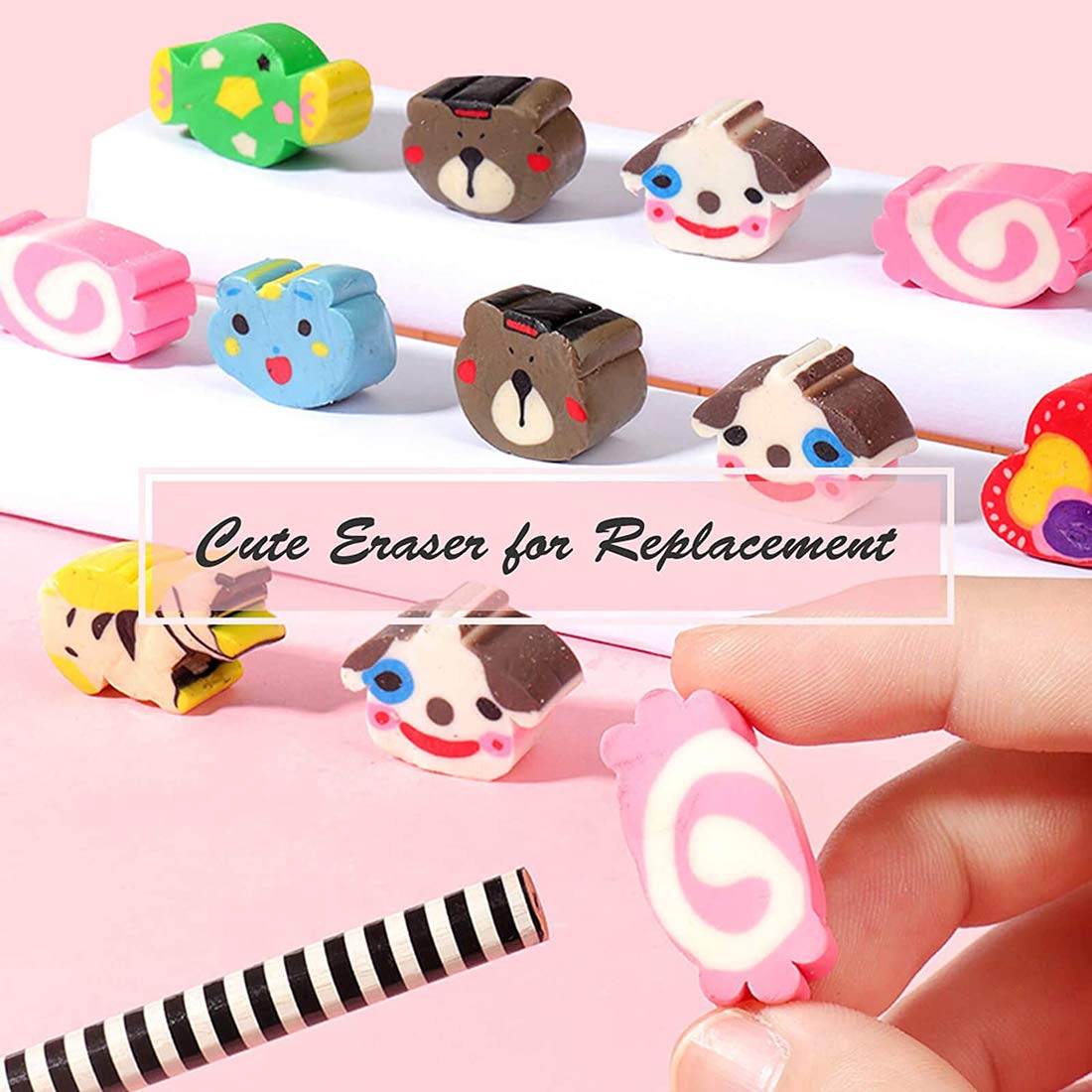 SYOSI Erasers, Cap Erasers, 12 Pack, Animal Eraser Caps, Erasers for Kids, Eraser Pencil, Cute Erasers, Colorful Erasers, School Supplies (Eraser Pattern Random)