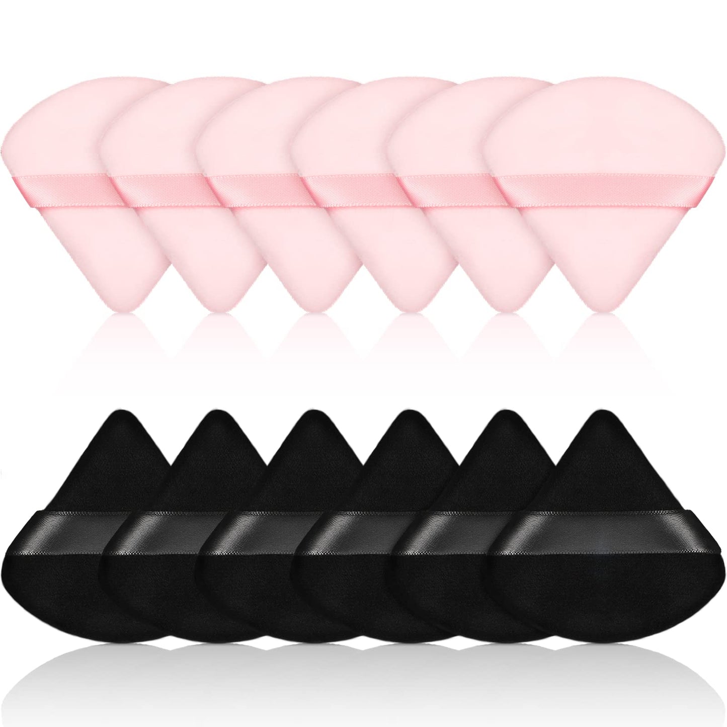 Maitys Powder Puff Face Triangle Makeup Puff for Loose Powder Soft Body Cosmetic Foundation Sponge Mineral Powder Wet Dry Makeup Tool (Black, White, Small) - 12 Count (Pack of 1)