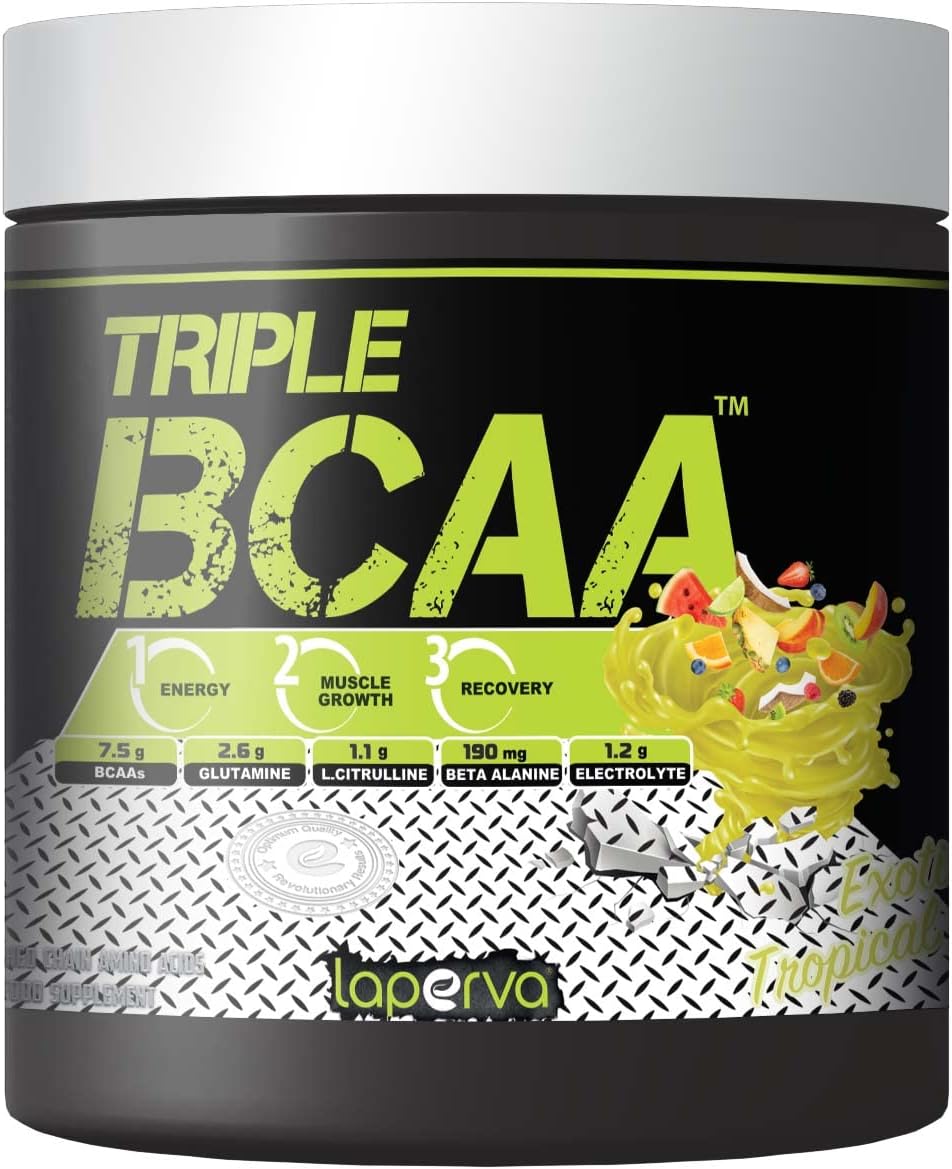 Laperva Post Work Out Diet Supplement Triple Bcaa 0 Fat, 0 Carbs And 0 Sugar Amino Glutamine For Energy Booster And Muscle Recovery Water Melon, 420 Gm