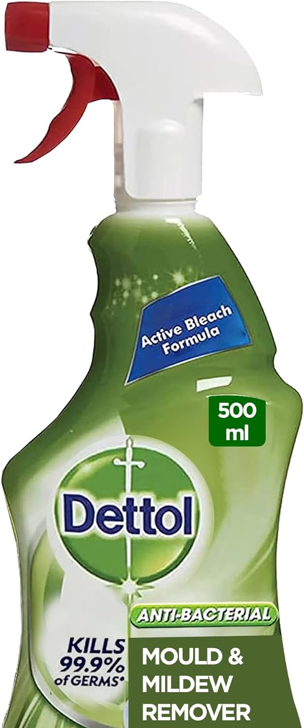 Dettol Anti-Bacterial Mould & Mildew Remover (Kills 99.9% of Germs) with Active Bleach Formula Trigger Spray Bottle, 500ml