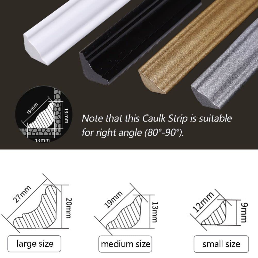 PVC Quadrant Trim,Skirting Board,Moulding Trim,Plastic Wall Corner Decoration Edging Strip Self Adhesive,Caulk Strip,Laminate Beading Anti-Mold Skirting Board,(5 Meters Long,27mm*20mm)