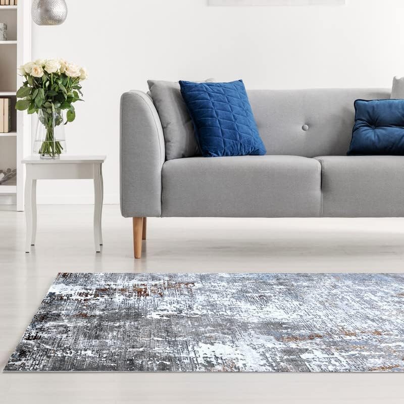 HandpickedFurniture Handpicked Furniture Abstract Beige Runner Carpet Ultra Soft Area Carpets For Bed Room, Living Room, And Dining room, Anti-slip Floor Carpets, Made In Turkey (Grey, 150 x 230 cm)