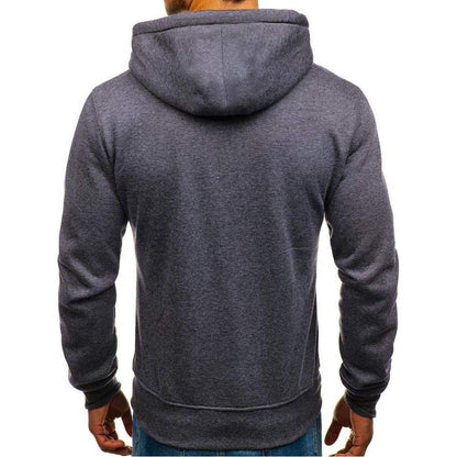 Men'S Casual Zipper Hoodies Sweatshirts Male Black Green Solid Color Hooded Outerwear Tops S-2Xl