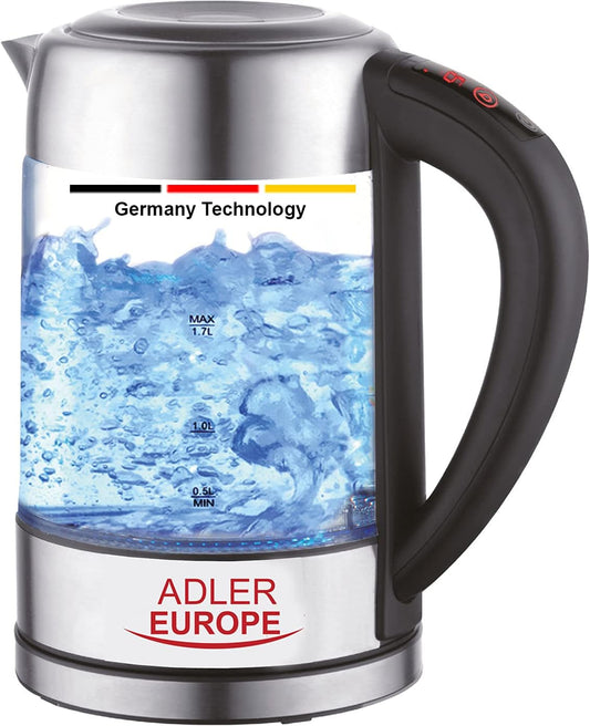 Adler Germany technology touch control smart glass kettle with temperature LCD Display 2200W (ADLER Europe) Chlorine removal function 1 year warranty