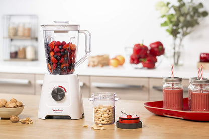 MOULINEX Blender | BlendForce XXL Jar 2.8 L Blender Smoothie Maker | Mixer | 600 W | 2 Attachments | 2.8L XXL Plastic Jar| 6 Powelix Blades | Ice Crush | 2 Speeds | 2 Years Warranty | LM458127