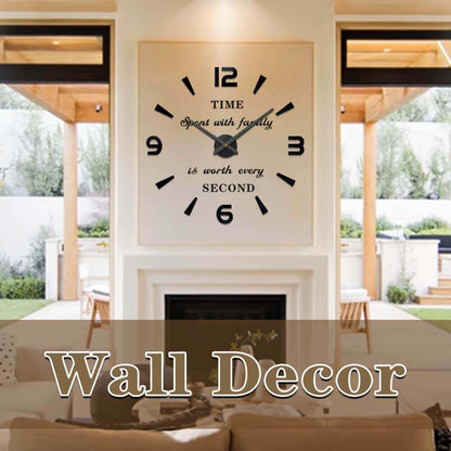 Vangold Modern Mute DIY Frameless Large Wall Clock 3D Mirror Sticker Metal Big Watches Home Office Decorations (Black Gold73)