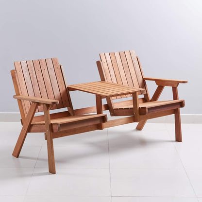 Home Box Jack and Jill 2-Seater Outdoor Set with Table, Solid Wood legs with Lacquered Finish