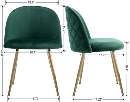 Mahmayi HYDC020 Velvet Dining Chair - Modern Upholstered Leisure Chair for Living Room, Dining Room, Kitchen - Velvet Fabric - Ideal for Hotel, Restaurant, and Office (Pack of 4, Green)