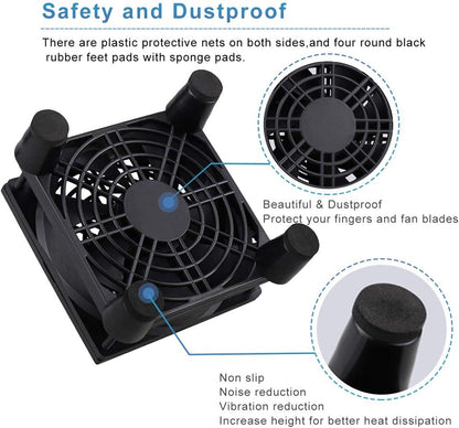 GDSTIME Dual 120mm 5V USB Fans, 102CFM Big Airflow Fan Cooling for Router TV Box Micro Computer and Other Electronics