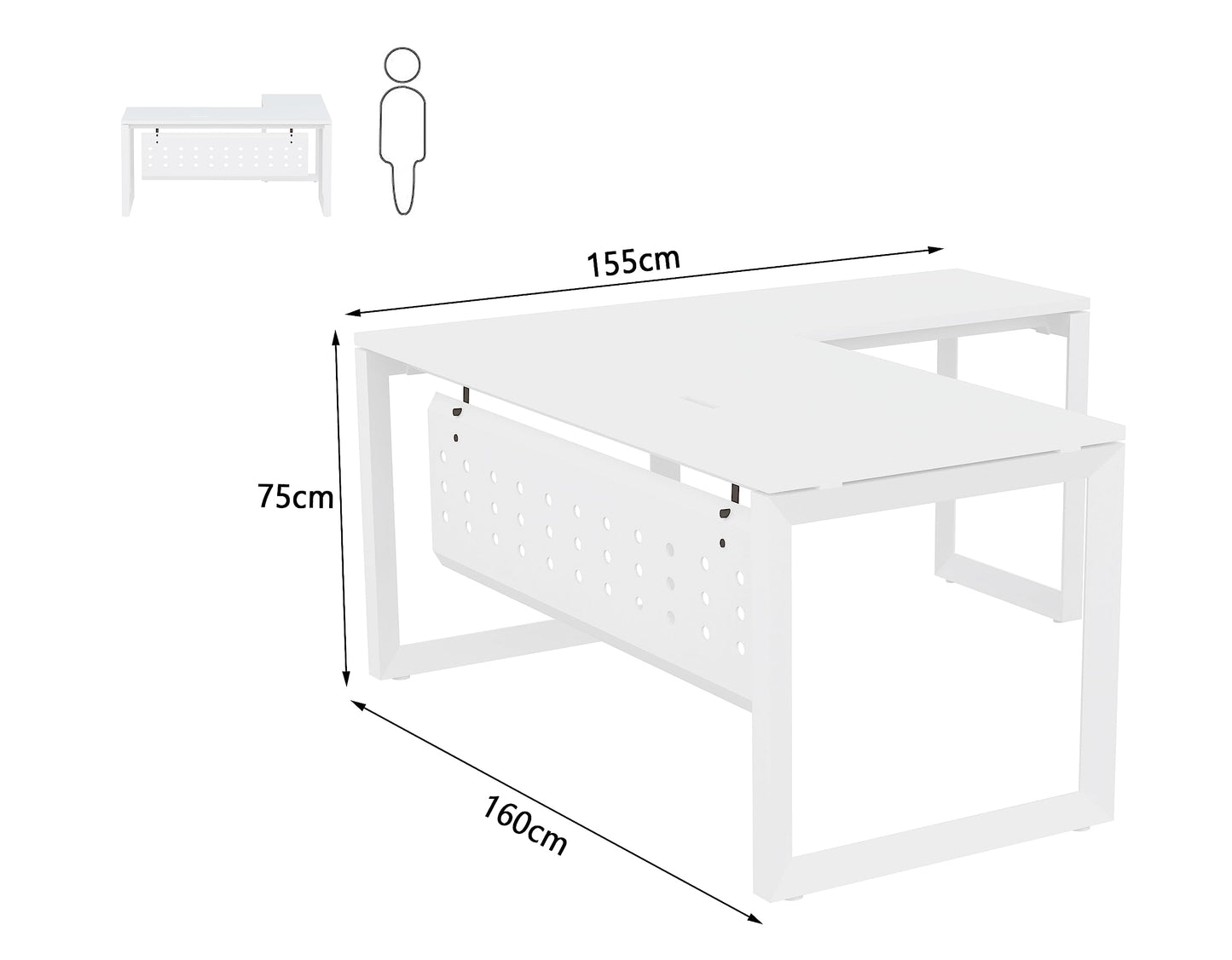 Mahmayi Vorm 136-18 White Modern Workstation Material-Melamine on MDF