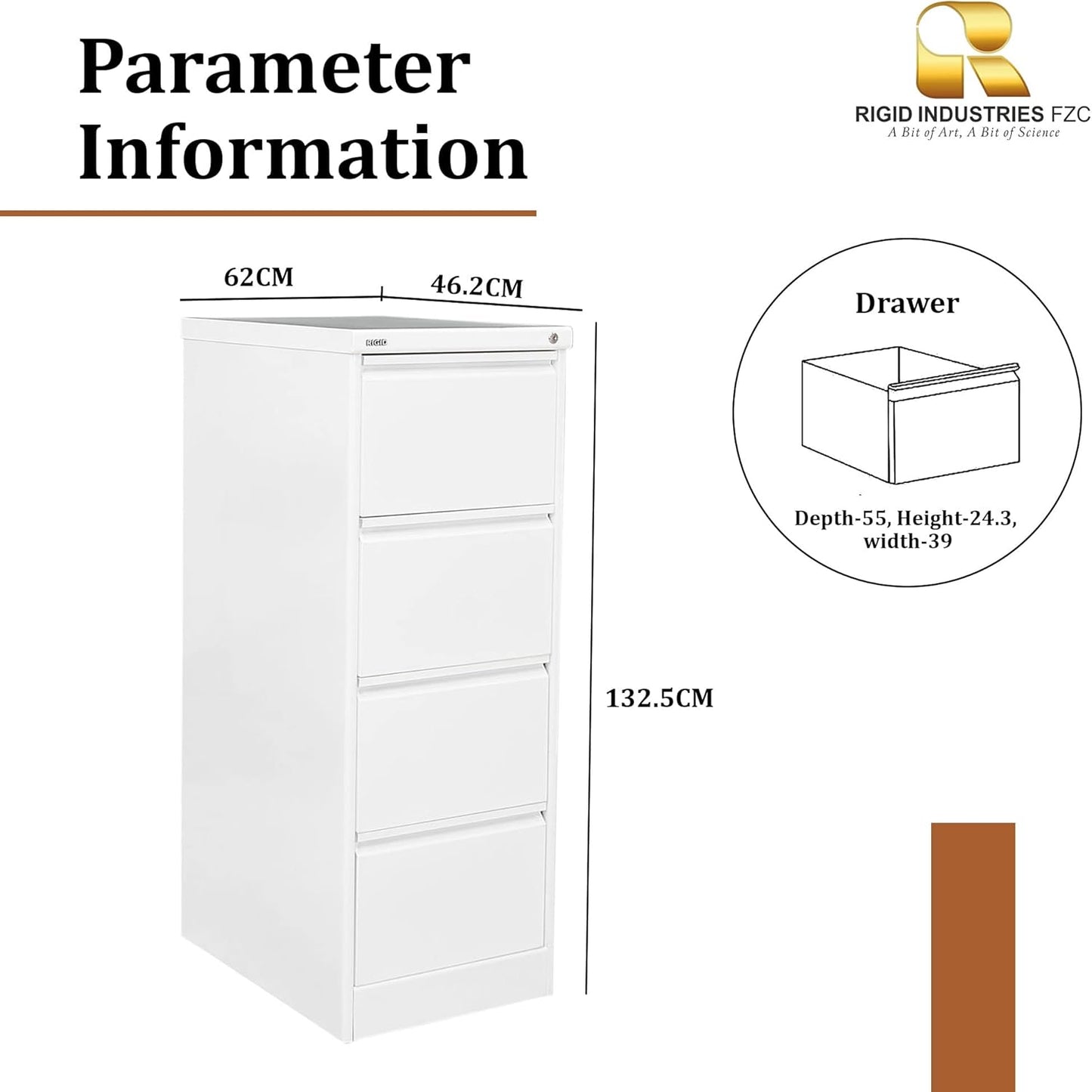 RIGID Steel Vertical Filing Cabinet Large Storage steel Cabinet, Metal Portable Cabinet with 4 Drawers for Legal Size (Grey)