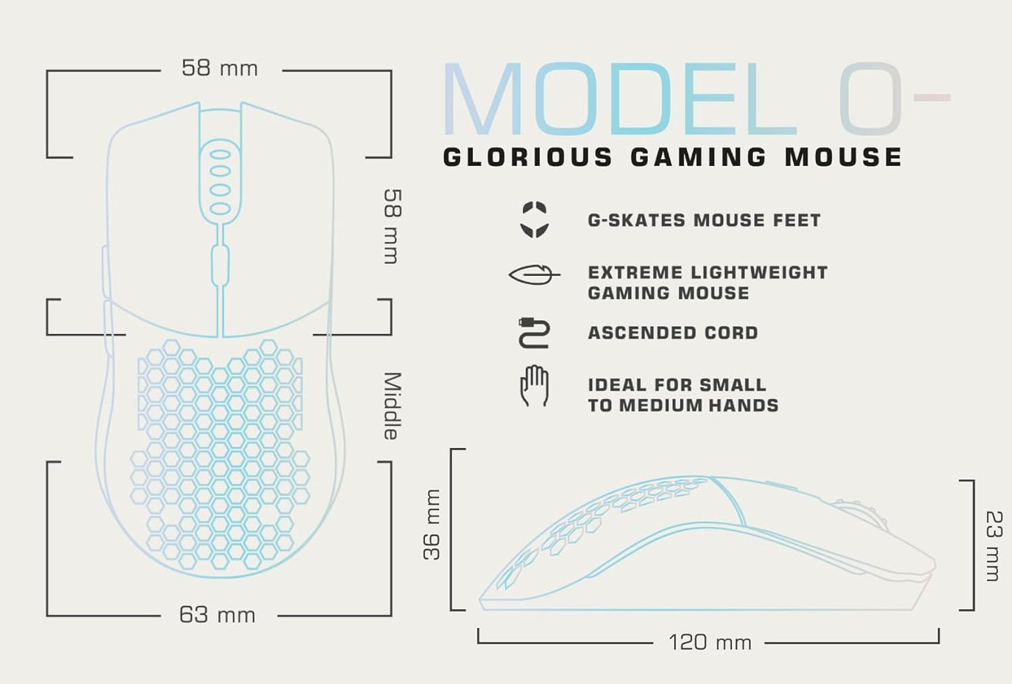 Glorious Model O Wireless Gaming Mouse - RGB 69g Superlight Ergonomic Wireless Gaming Mouse - Backlit Honeycomb Shell Design Gaming Mice (Matte White)