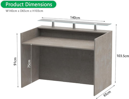 Mahmayi REC-2 Designer Reception Desk For Office Space, Front Office Desk (White-Coco Bolo)