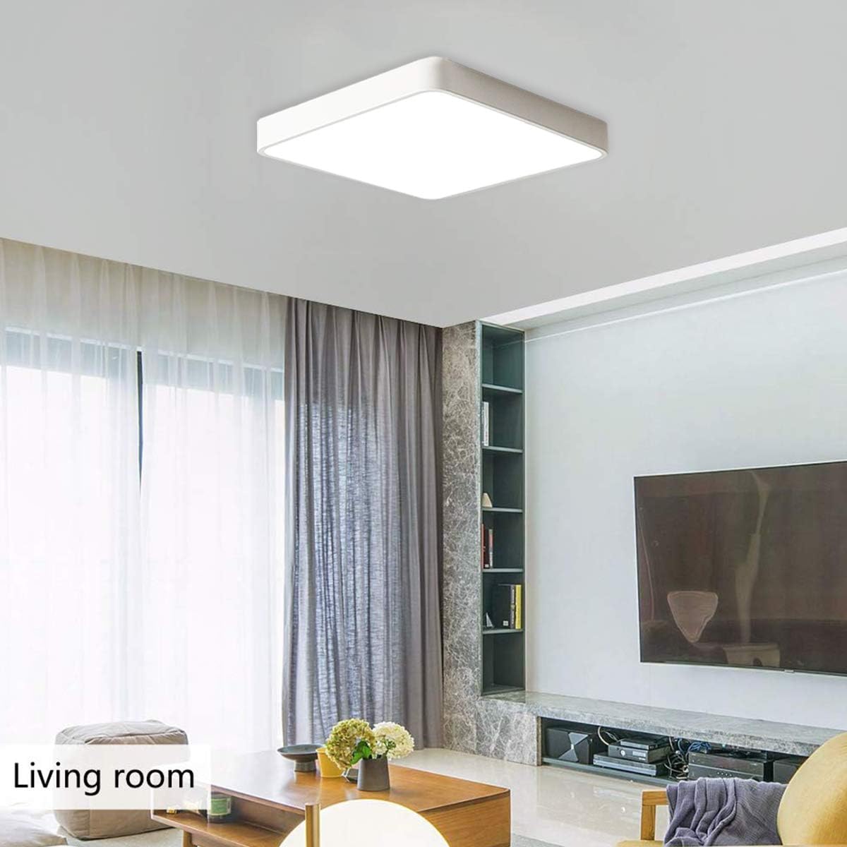 Ganeed Modern 38W Ultra-thin LED Ceiling Light, 40cm Super Bright Flush Mount Ceiling Light Fixture, 6500K Cool White Round Ceiling Lamp for Bedroom Living Dining Room Kitchen Office