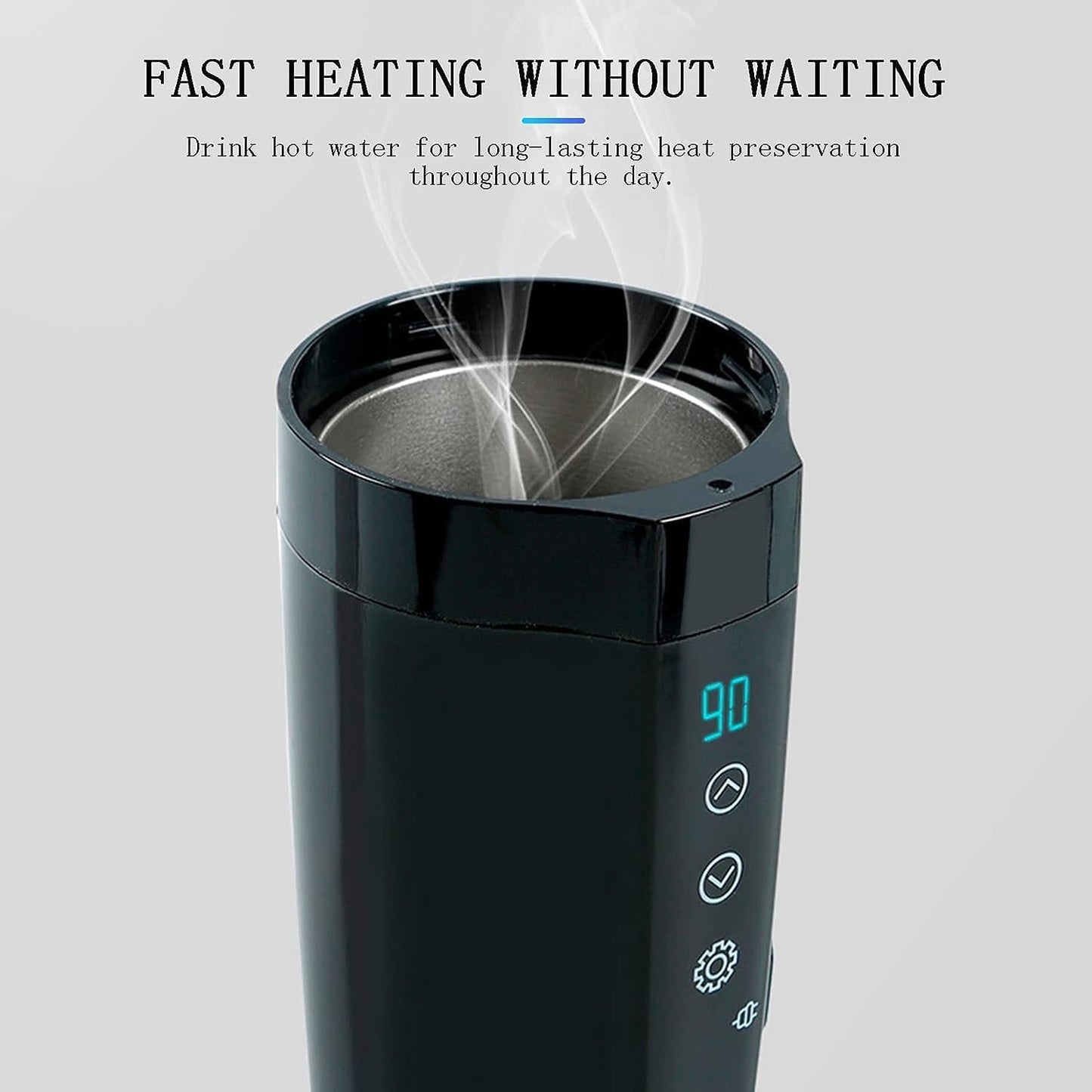 Car Electric Kettle - 400ML 12V 24V 220V Portable Travel Car Heating Cup for Car Cigarette Lighter with Adapter, Leak-Proof Hot Water Kettle Camping