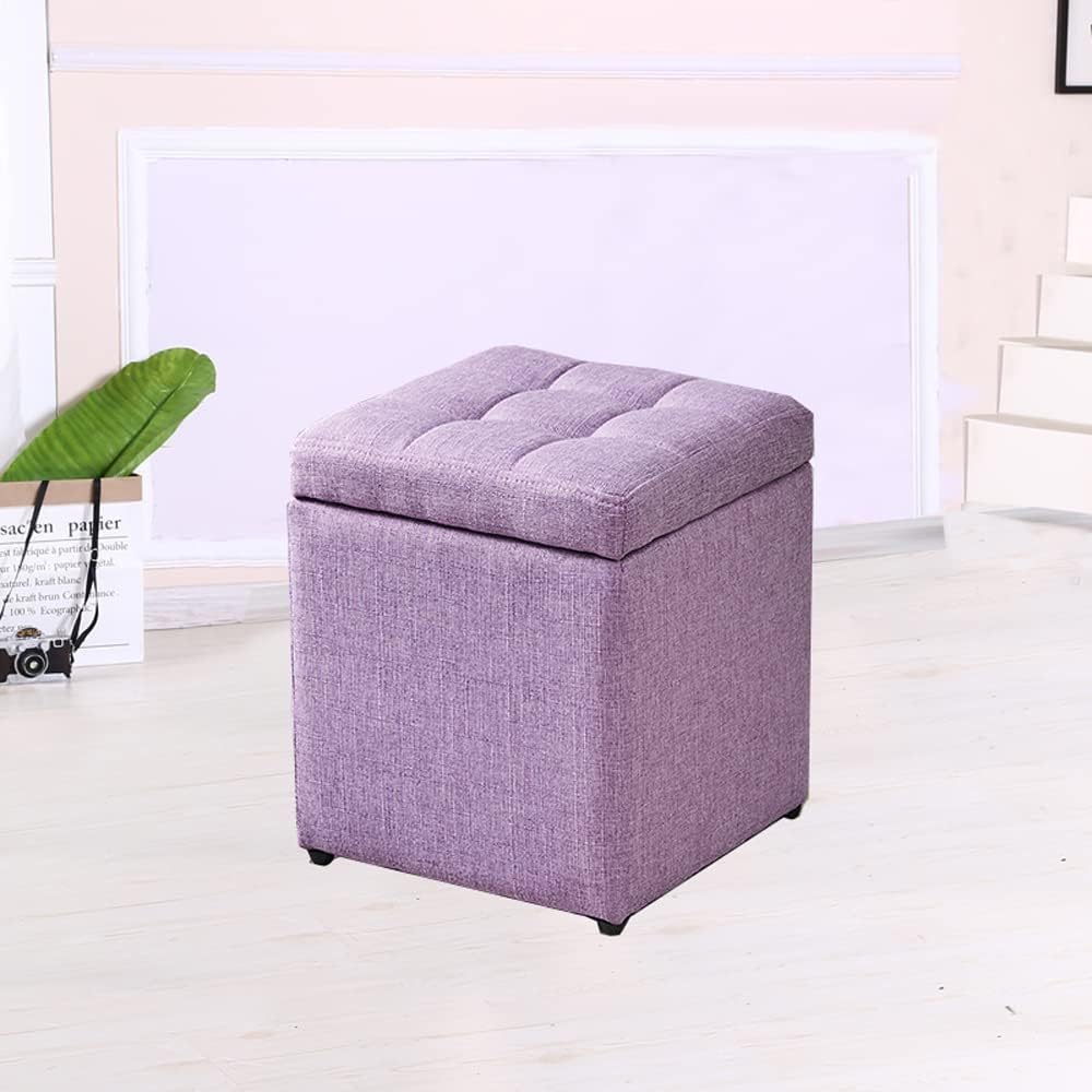 LINGWEI Ottoman Stoage Stool Storage Box Storage Ottoman Bench Shoe Change Stool Great Toy Storage Box with Lid Storage Ottoman Cube Footrest Step Stool Padded Seat For Home Living room (Blue)