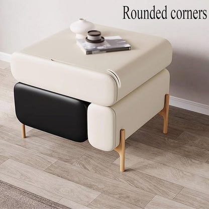 Kutis Fully Assembled Multipurpose 3-Drawer Nightstand with Rounded Corners and Leather-Wrapped Design – Stylish and Functional Side Table for Bedroom, Office – Modern Accent Furniture 50x40x50 cm.