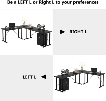 ROYAL POLAR Large L-Shaped Computer Desk with Shelves, Corner Desk, Home Office Writing Workstation with Storage