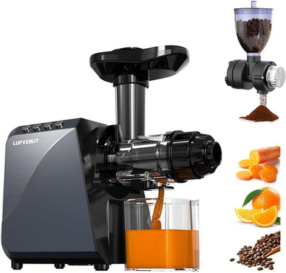 Slow Juicer Machine, Vegetable and Fruit Juicer, Cold Press Juicer Machines with Quiet Motor, Reverse Function, BPA Free, Easy Clean Masticating Juicer Extractor for Celery Carrots Ginger Wheatgrass