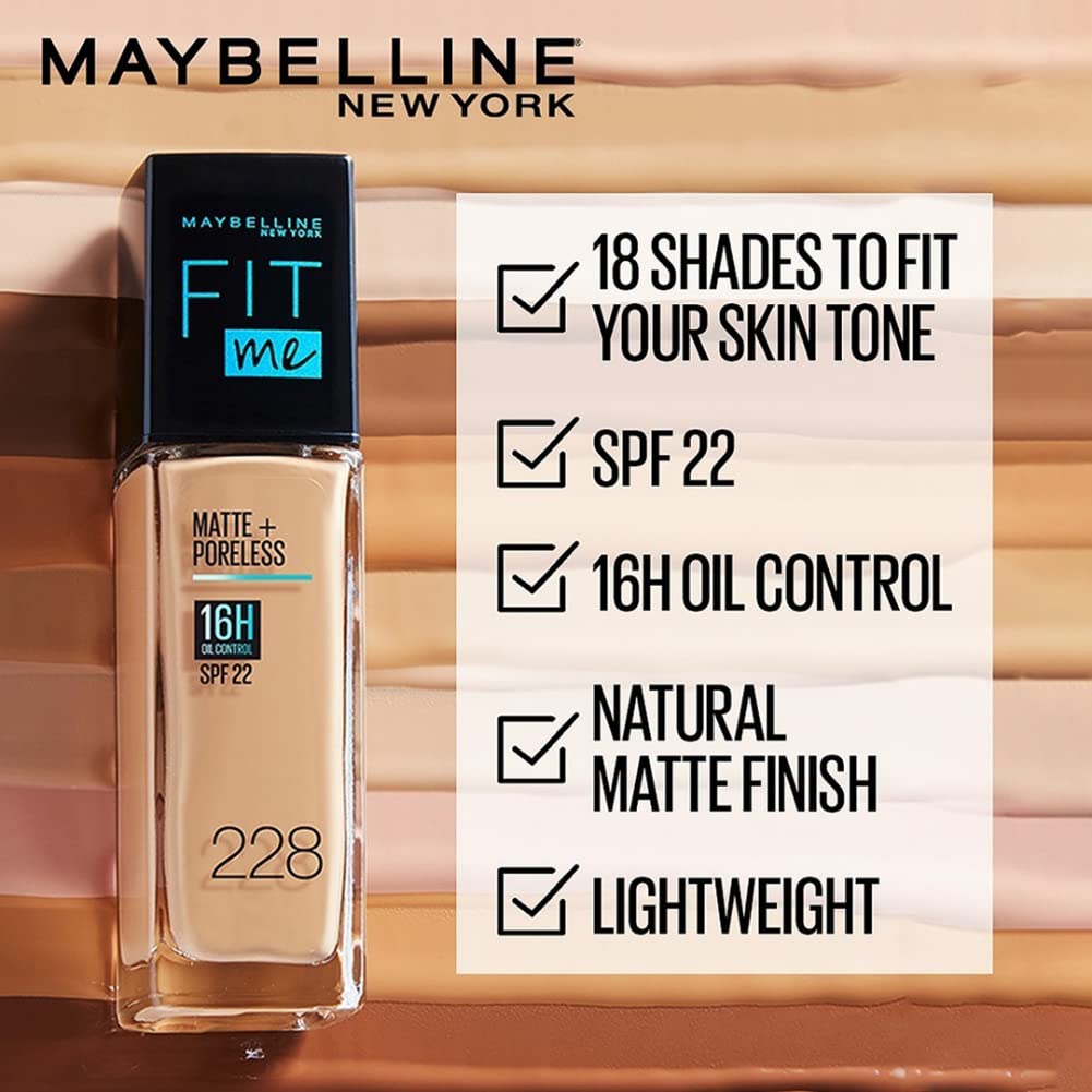 Maybelline New York Fit Me Matte+Poreless Liquid Foundation, 340 Cappuccino, 30 ml