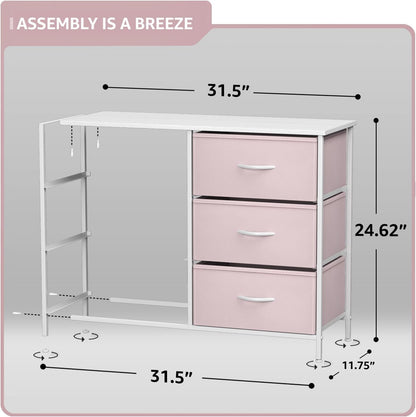 Sorbus Dresser with 6 Fabric Drawers - Bedroom Furniture Storage Chest Tower Unit for Bedroom, Hallway, Closet, Office Organization - Steel Frame, Rustic Wood Top, Easy Pull Fabric Bins