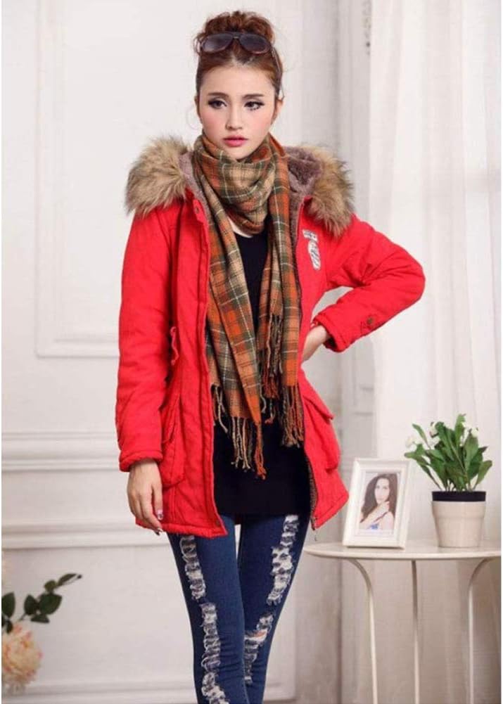 Yudesundo Down Padded Jackets for Women - Parka Winter Wear Overcoat Warm Waist Slim Fit Full Zipped Casual Faux Fur Lined Long Jackets