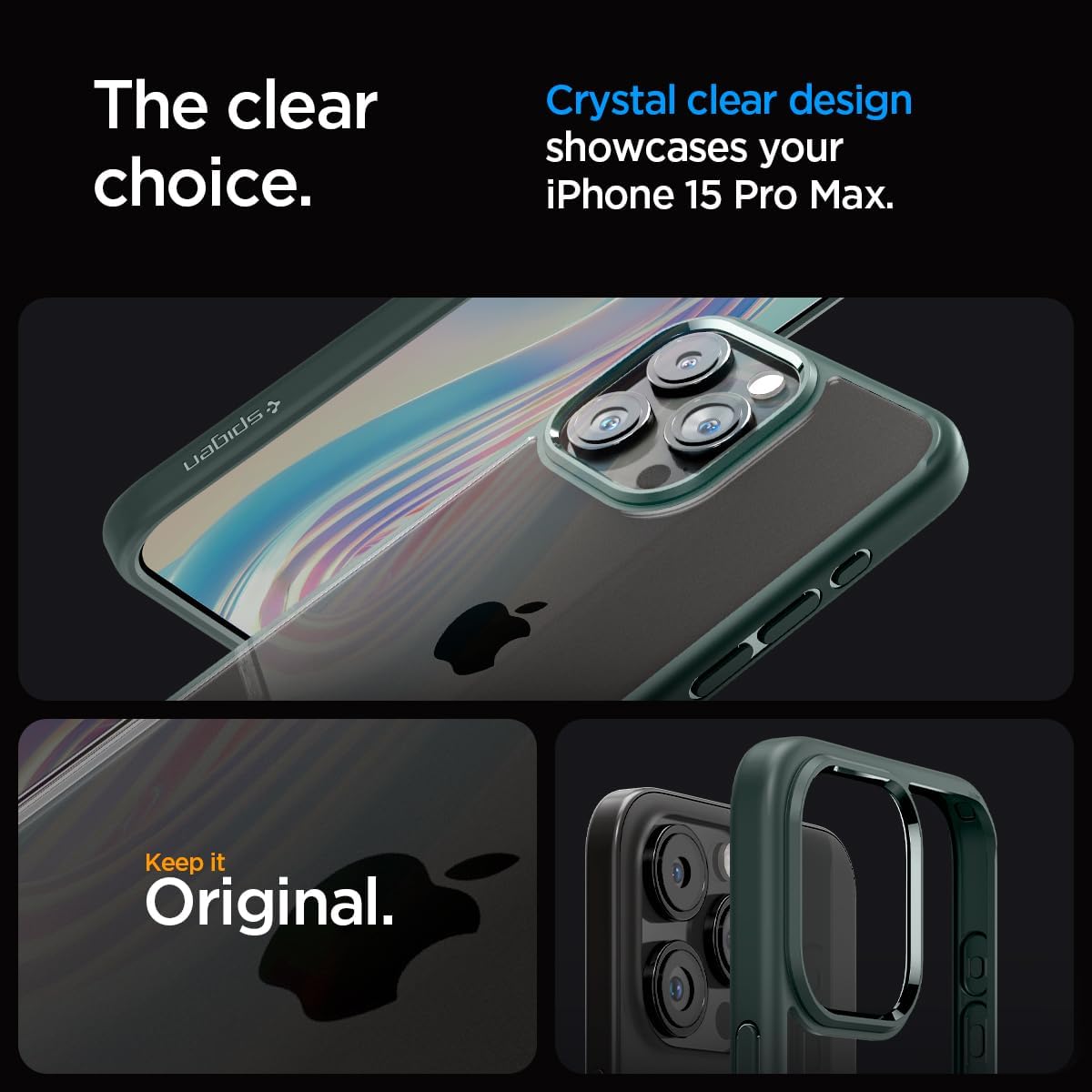 Spigen Ultra Hybrid designed for iPhone 15 Pro Max case cover (2023) - Frost Black - CaveHubs
