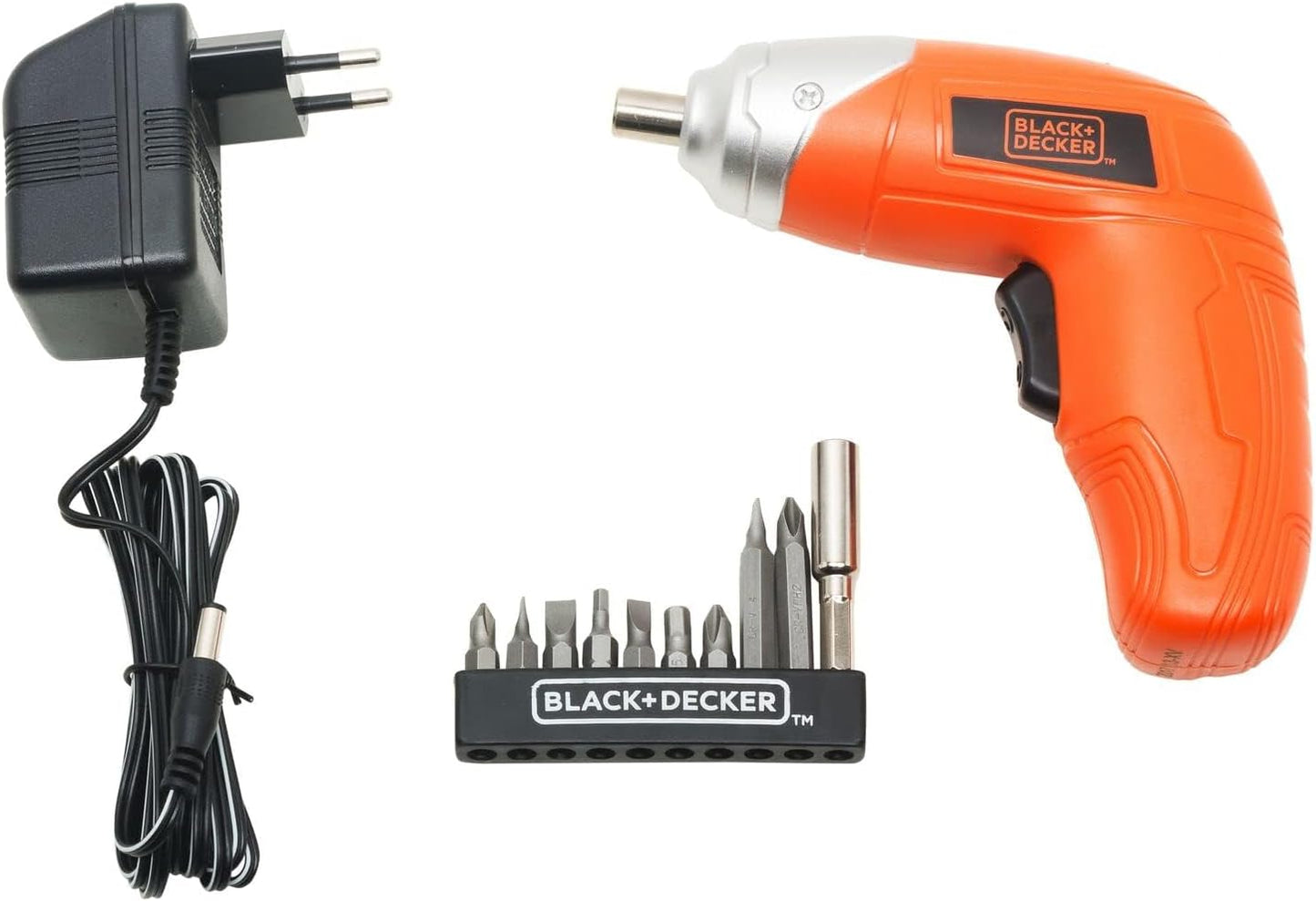 Black+Decker 3.6V Li-Ion Cordless Power Screwdriver Kit With 10 Pieces Screwdriver Bitset , Orange/Black - Kc3610-B5